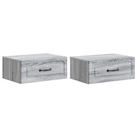 vidaXL Väggmonterat Sängbord 2 pcs Grå sonoma-ek 49 x 34,5 x 20 cm