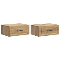 vidaXL Väggmonterat Sängbord 2 pcs Artisan-ek 49 x 34,5 x 20 cm