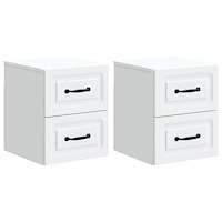 vidaXL Väggmonterat Sängbord med låda 2 pcs Vit 34,5 x 33 x 40 cm
