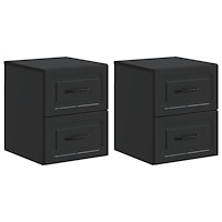 vidaXL Väggmonterat Sängbord med låda 2 pcs Svart 34,5 x 33 x 40 cm
