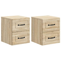 vidaXL Väggmonterat Sängbord 2 pcs Sonoma-ek 34,5 x 33 x 40 cm