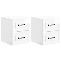 vidaXL Väggmonterat Sängbord 2 pcs Vit högglans 34,5 x 33 x 40 cm