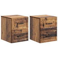 vidaXL Väggmonterat Sängbord 2 pcs Gammalt trä 34,5 x 33 x 40 cm