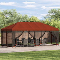 vidaXL Gazebo-tak med sidoväggar Terracotta 600,5 x 300,5 cm Polyester