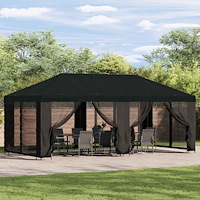 vidaXL Gazebo-tak med sidoväggar Svart 600,5 x 300,5 cm Polyester