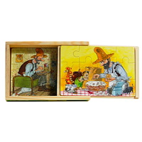 Hjelm förlag Findus 4 st träpussel i låda - 12 bitar