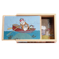 Hjelm förlag Bu och Bä 4 st träpussel i låda - 12 bitar