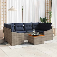 vidaXL Trädgårdsoffset med lagring 7 pcs Grå och Marinblå konstrotting