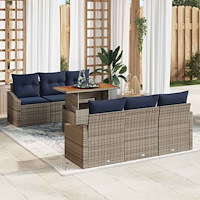 vidaXL Trädgårdsoffset med lagring 7 pcs Grå Poly rattan
