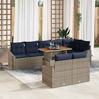 vidaXL Trädgårdsoffset med lagring 9 pcs Grå Poly rattan