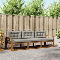 vidaXL Utomhussoffset med kudde 3 pcs Naturlig och Ljus Grå