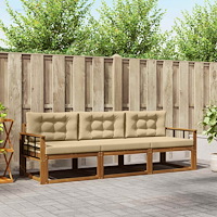 vidaXL Utomhussoffset med kudde 3 pcs Naturlig och Beige