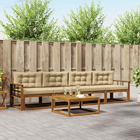 vidaXL Utomhussoffset med kudde 5 pcs Naturlig och Beige