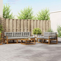 vidaXL Utomhussoffset med kudde 6 pcs Naturlig och Ljus Grå