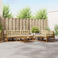 vidaXL Utomhussoffset med kudde 6 pcs Naturlig och Beige