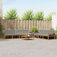 vidaXL Utomhussoffset med kudde 8 pcs Naturlig och Ljus Grå