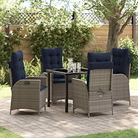 vidaXL Trädgårdsmöbelset med kudde 5 pcs Grå och svart Rotting