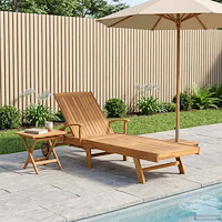 vidaXL Solsäng med bord 2 pcs Brun 40 x 40 x 40 cm Massivt teakträ