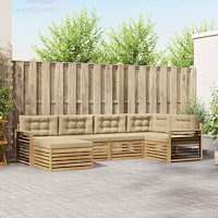 vidaXL Utomhussoffset 6 st Vit och Beige Polyester