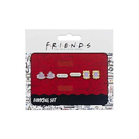THE CARAT SHOP FRIENDS TV Show Set of 3 Earring Studs; Frame, Coffee Cup, & FRIENDS Logo