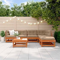 vidaXL Trädgård loungemöbler 7 pcs Vaxad brun Massiv furu