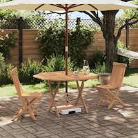 vidaXL Trädgårds Bistro Set 3 pcs Brun Massivt teakträ