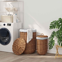 vidaXL Tvättkorg 2 pcs Brun Kubu Rattan