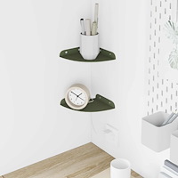 vidaXL Flytande hylla med hylla 2 pcs Olivgrön 15 x 15 x 2 cm