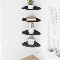 vidaXL Flytande hylla med hylla med lagring 4 pcs Svart 18 x 18 x 2 cm