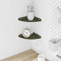 vidaXL Flytande hylla med hylla 2 pcs Olivgrön 18 x 18 x 2 cm