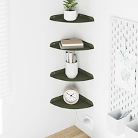 vidaXL Flytande hylla med hylla 4 pcs Olivgrön 18 x 18 x 2 cm