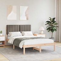 vidaXL Sängram med Klädd Huvudgavel Naturlig och Taupe 120 x 200 cm