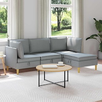 vidaXL Möbelset för vardagsrummet med kudde 4 pcs Ljusgrå Tyg