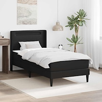 vidaXL Sängram med madrass Svart 80 x 200 cm Konstläder