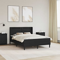 vidaXL Sängram med madrass Svart 140 x 190 cm Konstläder