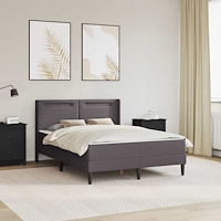 vidaXL Sängram med madrass Grå 140 x 200 cm Konstläder