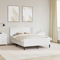 vidaXL Sängram med madrass Vit 160 x 200 cm Konstläder