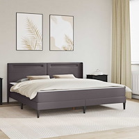 vidaXL Sängram med madrass Grå 180 x 200 cm Konstläder