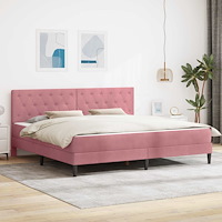 vidaXL Sängram med madrass med huvudgavel Rosa 200 x 200 cm Sammet