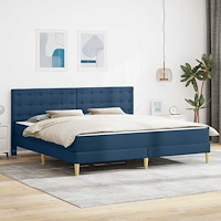 vidaXL Sängram med madrass med huvudgavel Blå 200 x 200 cm tyg