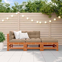 vidaXL Trädgård loungemöbler 3 pcs Vaxad brun Massiv furu
