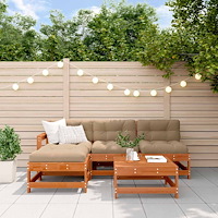 vidaXL Trädgård loungemöbler 5 pcs Vaxbrun Furu Massiv furu