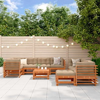 vidaXL Trädgård loungemöbler 10 pcs Vaxad brun Massiv furu