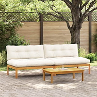 vidaXL Mellansoffa 2 Stycke Naturlig och Creamvit Akaciaträ