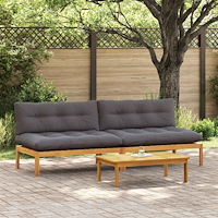 vidaXL Mellansoffa 2 Stycke Naturlig och Mörk Grå Akaciaträ
