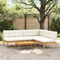 vidaXL 4 Stycke Trädgårdspallsofaenheter Massivt Akaciaträ Naturfärg