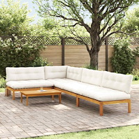 vidaXL 5 Stycke Trädgårdspallsofaenheter Massivt Akaciaträ Naturfärg