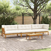 vidaXL 4 Stycke Trädgårdspallsofaenheter Massivt Akaciaträ Naturfärg