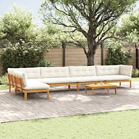 vidaXL 6 Stycke Trädgårdspallsofaenheter Massivt Akaciaträ Naturfärg