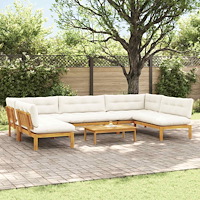 vidaXL 6 Stycke Trädgårdspallsofaenheter Massivt Akaciaträ Naturfärg